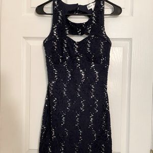 Emerald Sundae Cocktail Minidress Dark Blue with Sequins